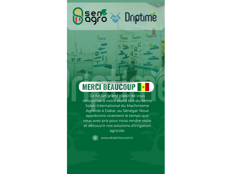 Merci de votre visite au stand Driptime lors du 4ème Salon International du Machinisme Agricole !