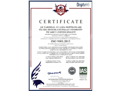 Quality Driptime Certificate Irrigation